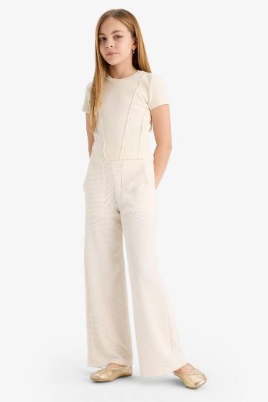 Girl Wide Leg Elastic Waist Sweatpants