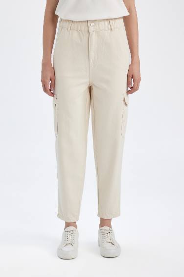 Paperbag High Waist Ankle Length Cargo Pants