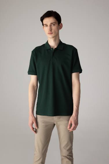 New Regular Fit Polo Collar Pique Polo T-Shirt