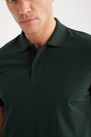 %100 Pamuk Regular Fit Polo Yaka Kısa Kollu Basic Düz Pike Kumaş Tişört