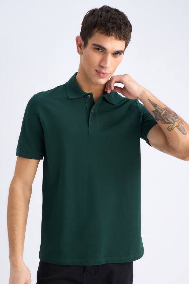 New Regular Fit Polo Collar Pique Polo T-Shirt