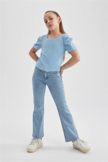 تيشيرت بناتي نص كم مضلع