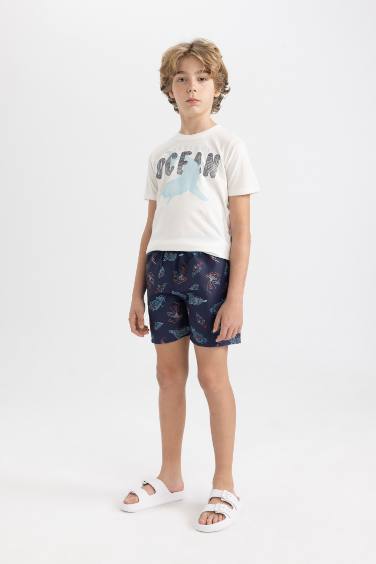 Boy Printed Short Sleeve T-Shirt Swim Shorts 2 Piece Set