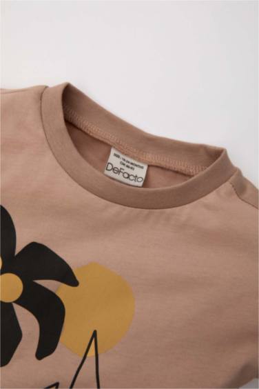 T-Shirt à Manches Courtes Col Rond imprimé Palmier pour Bébé Garçon