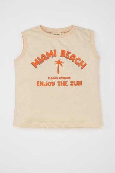 Baby Boy Crew Neck Printed Sleeveless T-Shirt