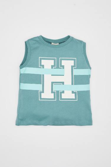 Baby Boy Crew Neck Printed Sleeveless T-Shirt