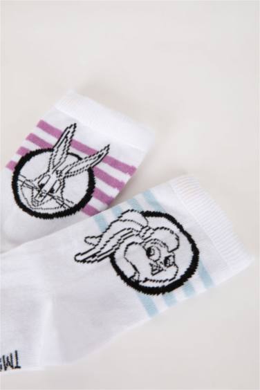 شرابات طويل بناتي قطن من لوني تونز - قطعتين