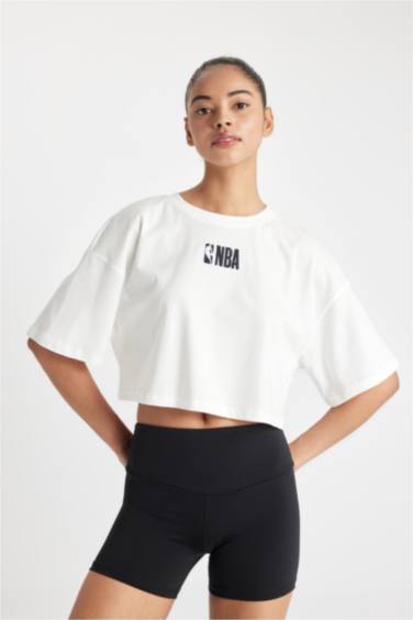 DeFactoFit NBA Wordmark Oversize Fit Embroidery Print T-Shirt