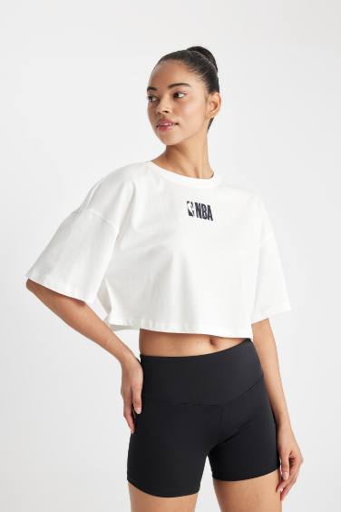 DeFactoFit NBA Wordmark Oversize Fit Embroidery Print T-Shirt