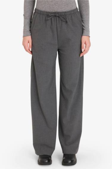 بنطلون وايد ليج برجل واسع وخصر عادي