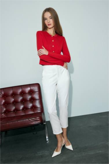 Klasik Chino Kumaş Pantolon Normal Bel Basic Düz Cepli Bilek Boy