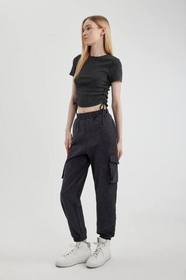 Washable Faded Effect Jogger Sweatpants