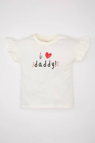 Baby Girl Crew Neck Printed Short Sleeve T-Shirt