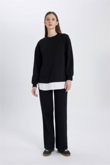 تونيك كم طويل قماش رقيق قصة عادية