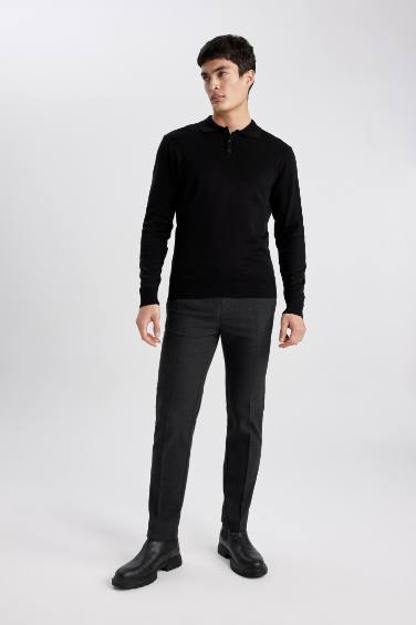 jogger Regular Hem Wool Look Trousers