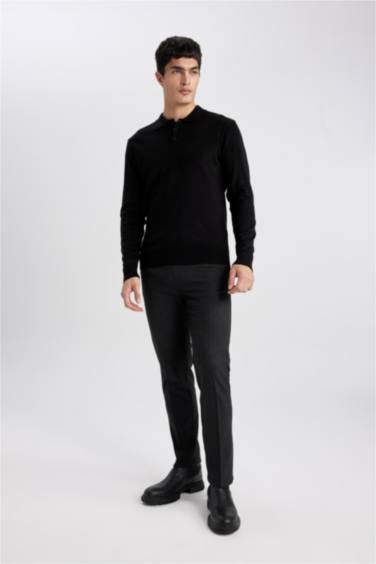 jogger Regular Hem Wool Look Trousers