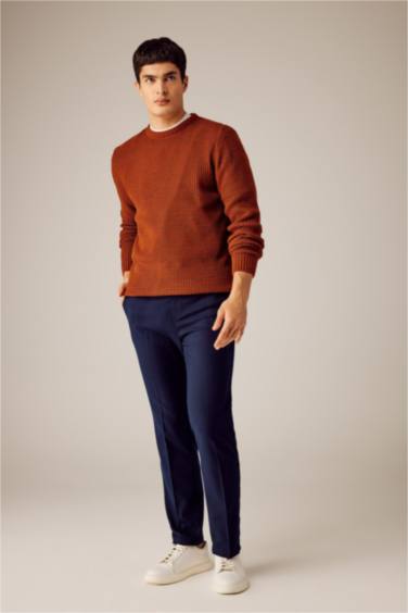 jogger Regular Hem Wool Look Trousers