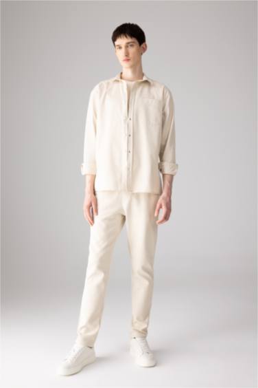 قميص قطن كم طويل جبردين قصة مريحة