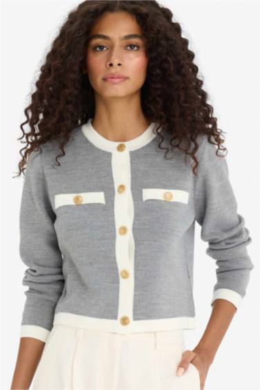 Regular Fit Crew Neck Knitwear Cardigan