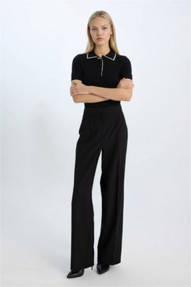 Fitted Polo Yaka Kısa Kollu Triko Tişört