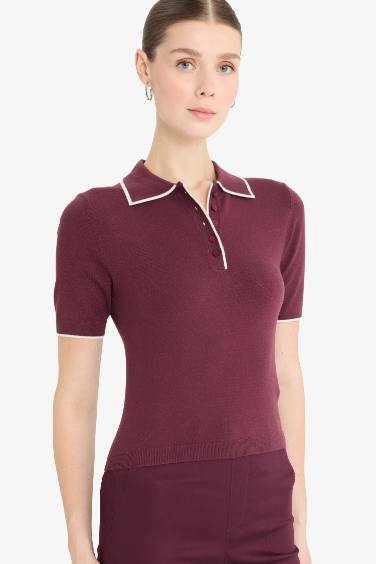 ұзын бұлшықет пішімі поло жаға трикотаж Пулловер