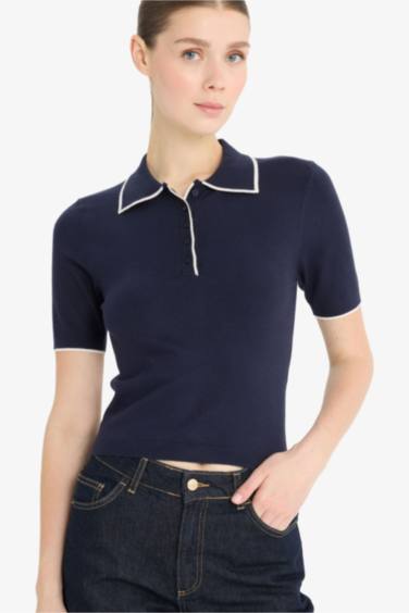 Приталенный свитер Fitted с воротником-поло