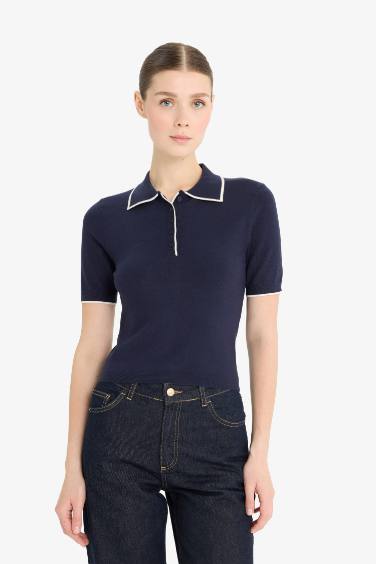 Приталенный свитер Fitted с воротником-поло