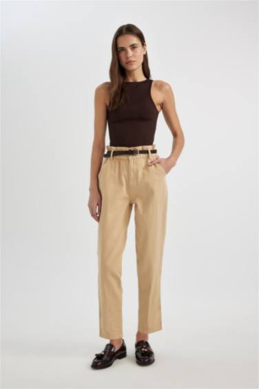 Baggy Fit Ankle Length Gabardine Trousers