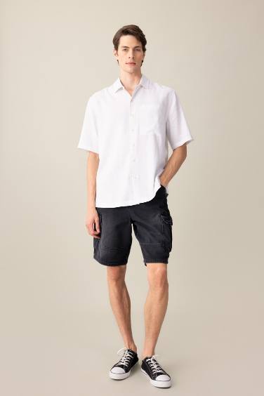 Cargo Fit Denim Bermuda Shorts