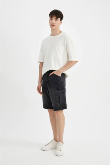 Cargo Fit Denim Bermuda Shorts