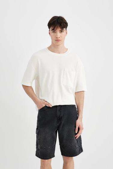 Cargo Fit Denim Bermuda Shorts