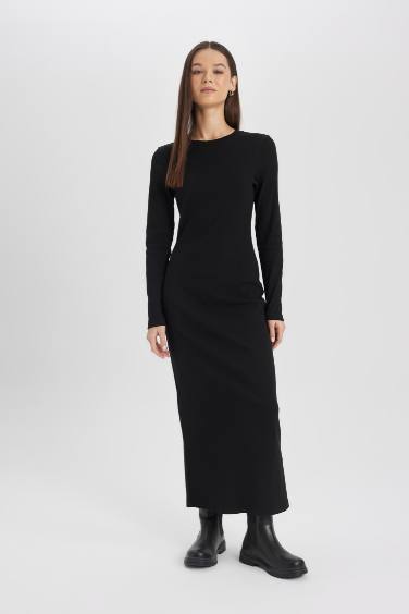 Bodycon Crew Neck Ribbed Camisole Maxi Dress