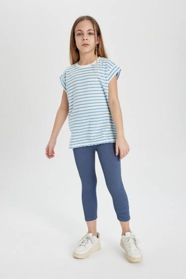 بنطلون ليجن بناتي ميدي نيلي فاتح