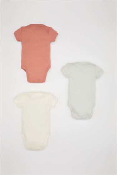 Erkek Bebek Yenidoğan Zarf Yaka 3'lü Kısa Kollu Çıtçıtlı Body