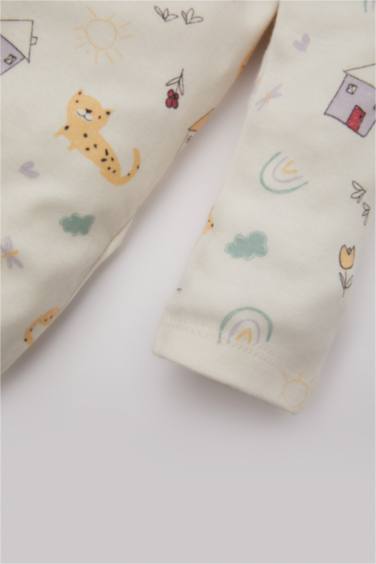 Baby Girl Newborn Animal Patterned Heavy Fabric Jumpsuit