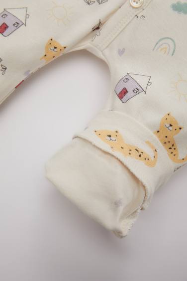 Baby Girl Newborn Animal Patterned Heavy Fabric Jumpsuit