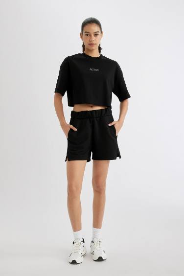 Crew Neck Printed Crop Top