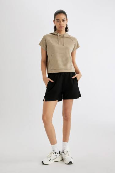 DeFactoFit Standard Fit Hooded Short Sleeve T-Shirt