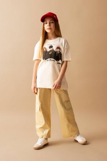 Girl Wide Leg Cotton Cargo Pants