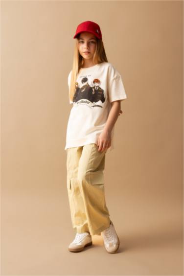 Girl Wide Leg Cotton Cargo Pants