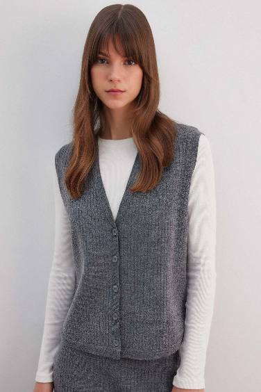 Gilet à Coupe Régulière Col Polo Manches Longues