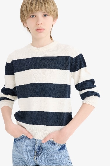 Pull tricot à col rond Coupe régulière pour garçon