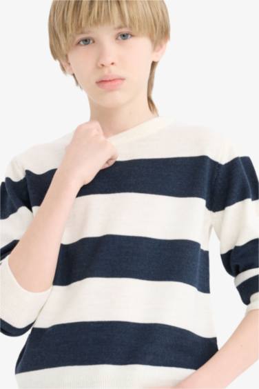 Pull tricot à col rond Coupe régulière pour garçon