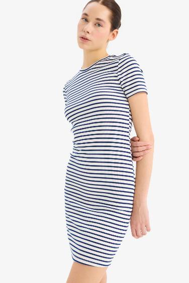 Bodycon Crew Neck Striped Camisole Mini Dress