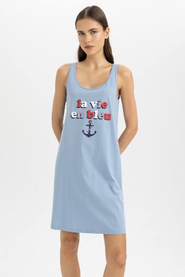 Printed Sleeveless Nightgown