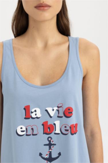 Printed Sleeveless Nightgown