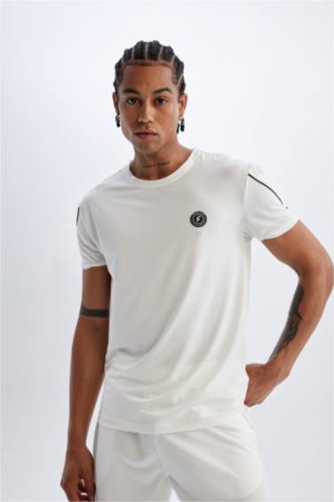 Standard Fit Crew Neck Printed Heavy Fabric Sports T-Shirt