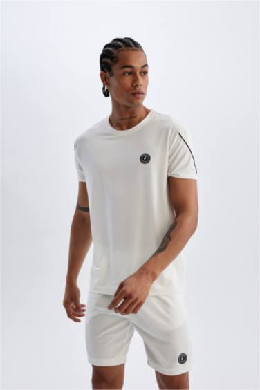 Standard Fit Crew Neck Printed Heavy Fabric Sports T-Shirt