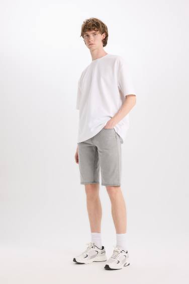 Slim Fit Dar Kesim Jean Bermuda Şort