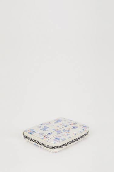 Kadın Kelebek Baskılı Suni Deri Cüzdan